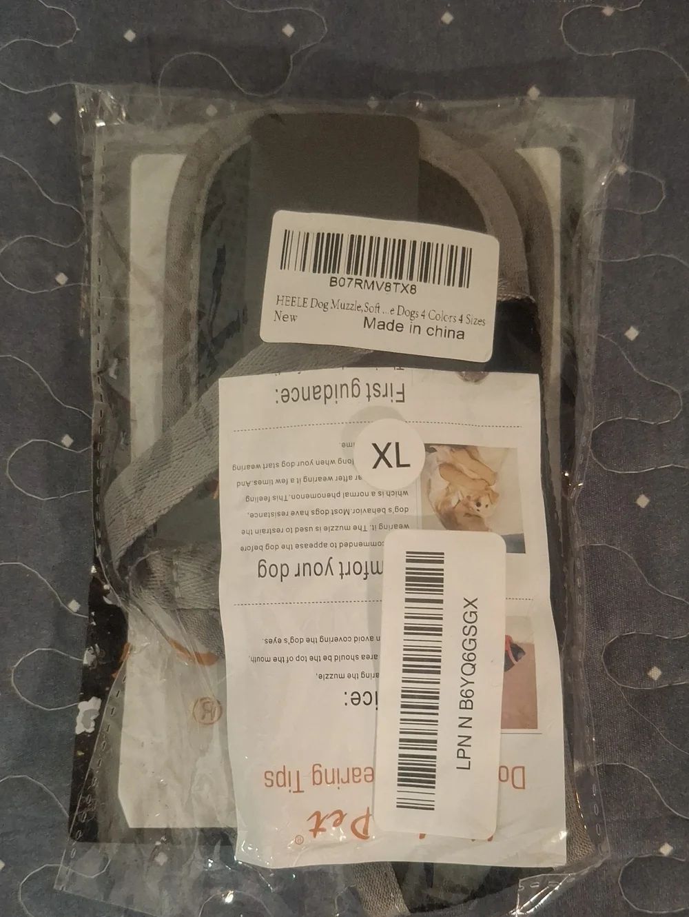 Gray Soft Dog Muzzle - XL